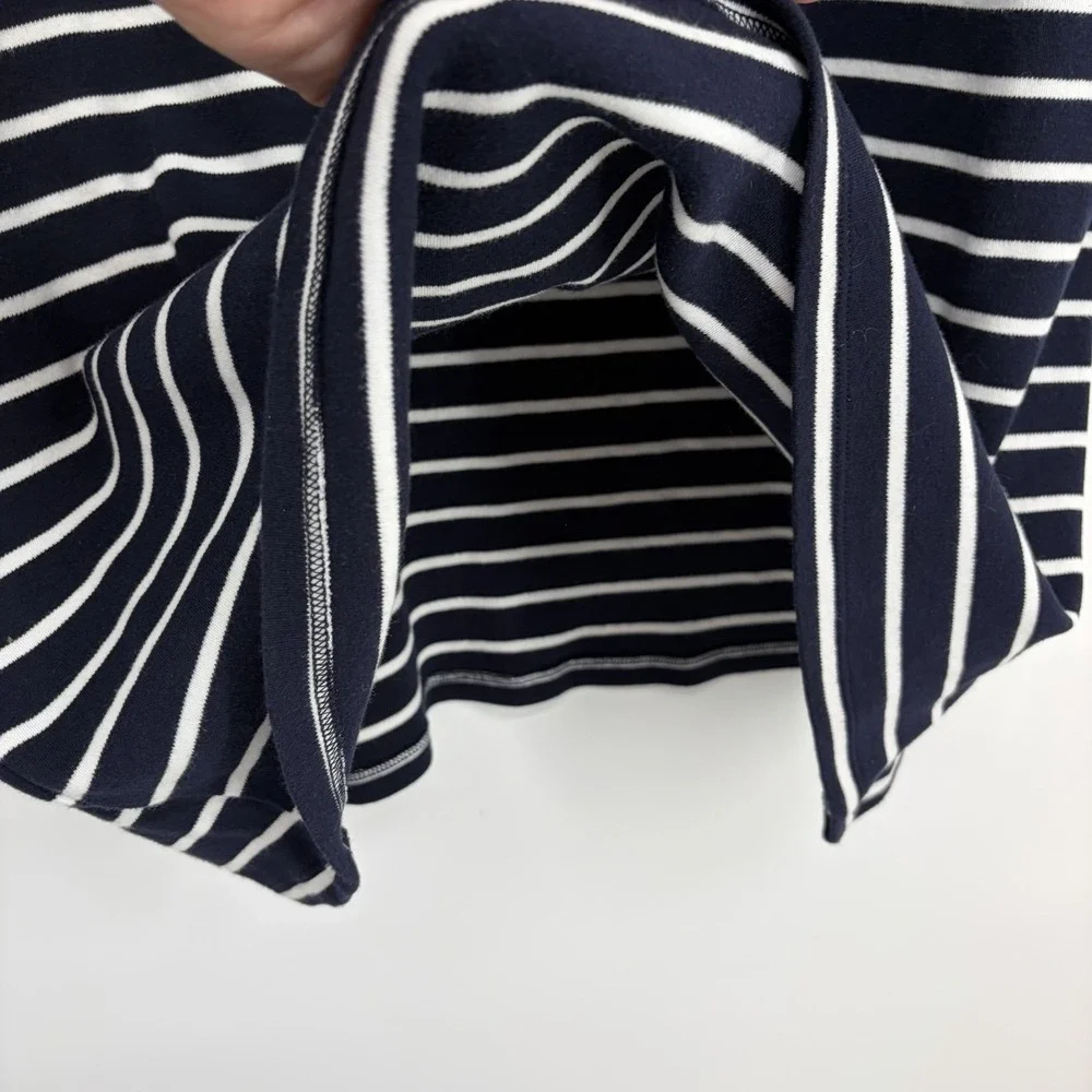 Talbots Striped Bell Sleeve Shift Dress XL Cotton Navy White Nautical Summer - Picture 10 of 10
